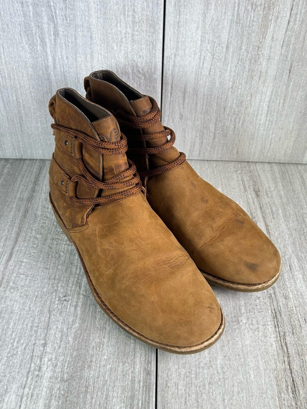 Teva De La Vina Brown Rustic Leather Booties Slip On Ankle Boot Womens Size 6.5 - Picture 5 of 11